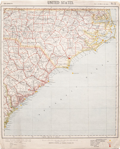 northeast atlantic coast US antique map 1884